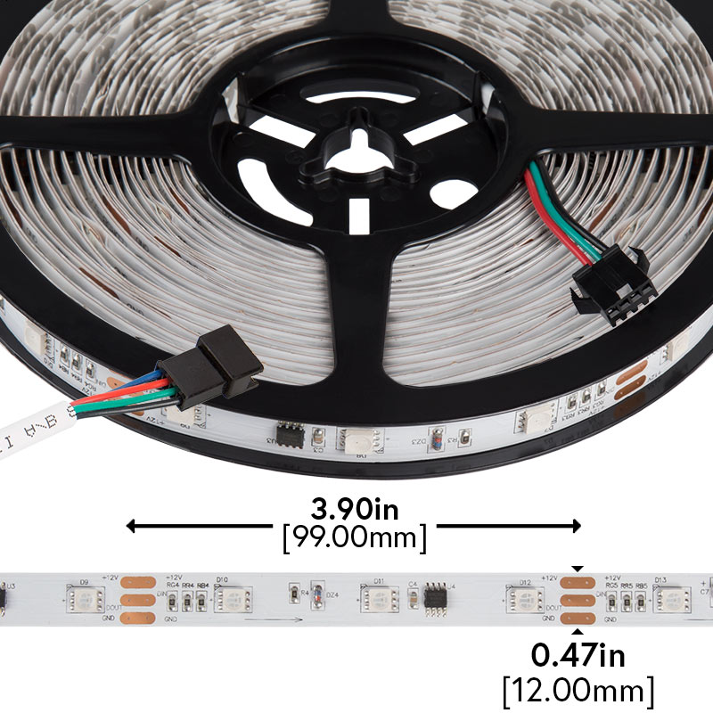RGB LED Strip Light - Color Chasing 12V LED Tape Light - 22 Lumens/ft.