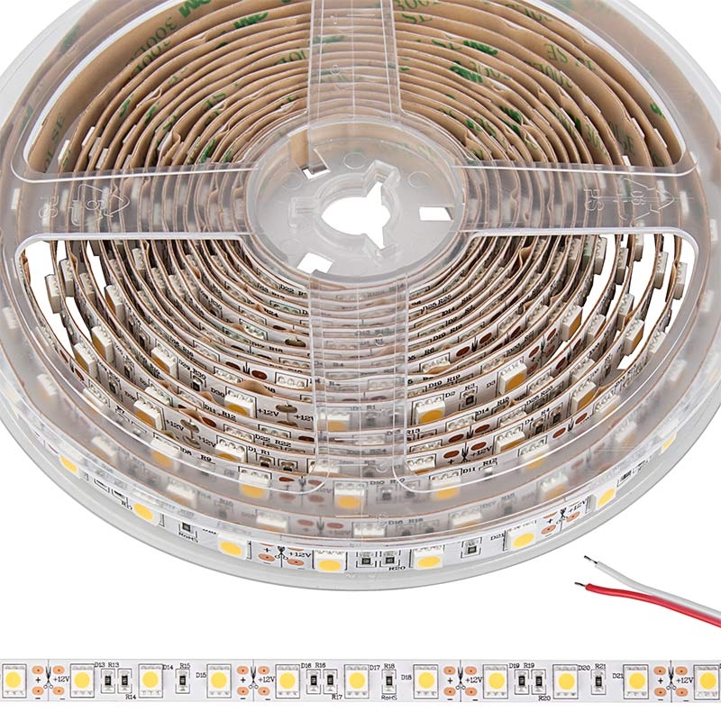 5m White LED Strip Lights - Radiant Series LED Tape Light - 12V/24V - IP20