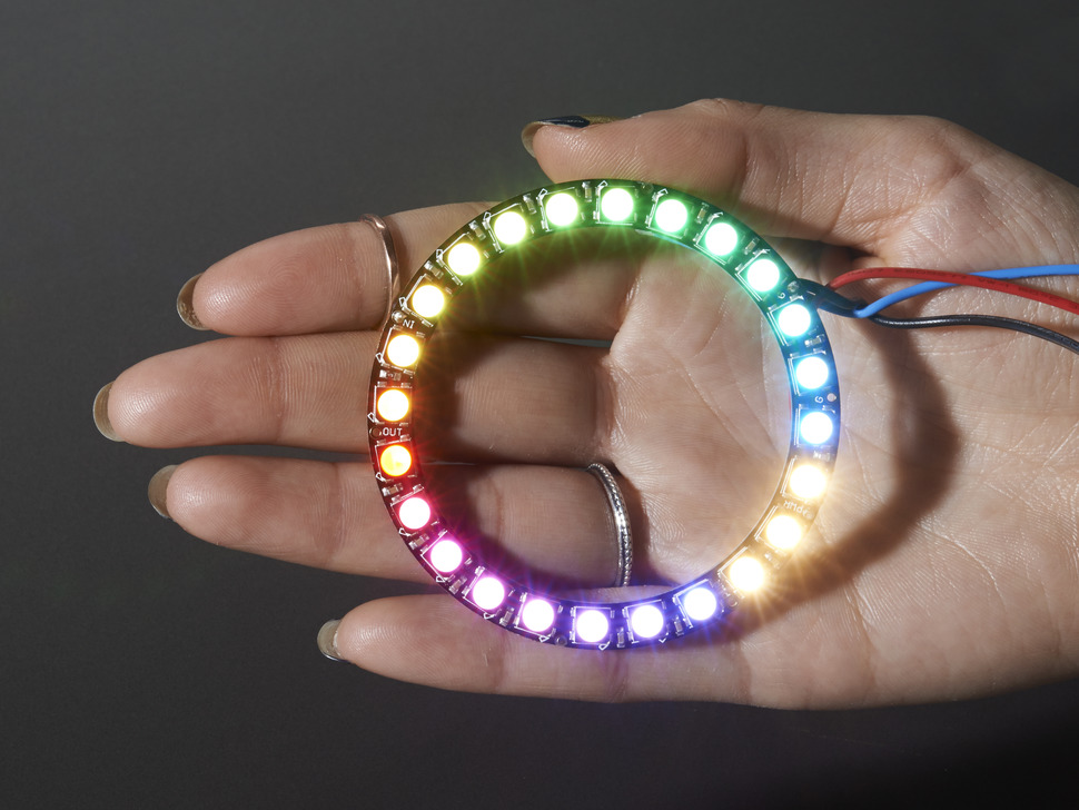 NeoPixel Ring - 24 x 5050 RGBW LEDs w/ Integrated Drivers - Warm White - ~3000K